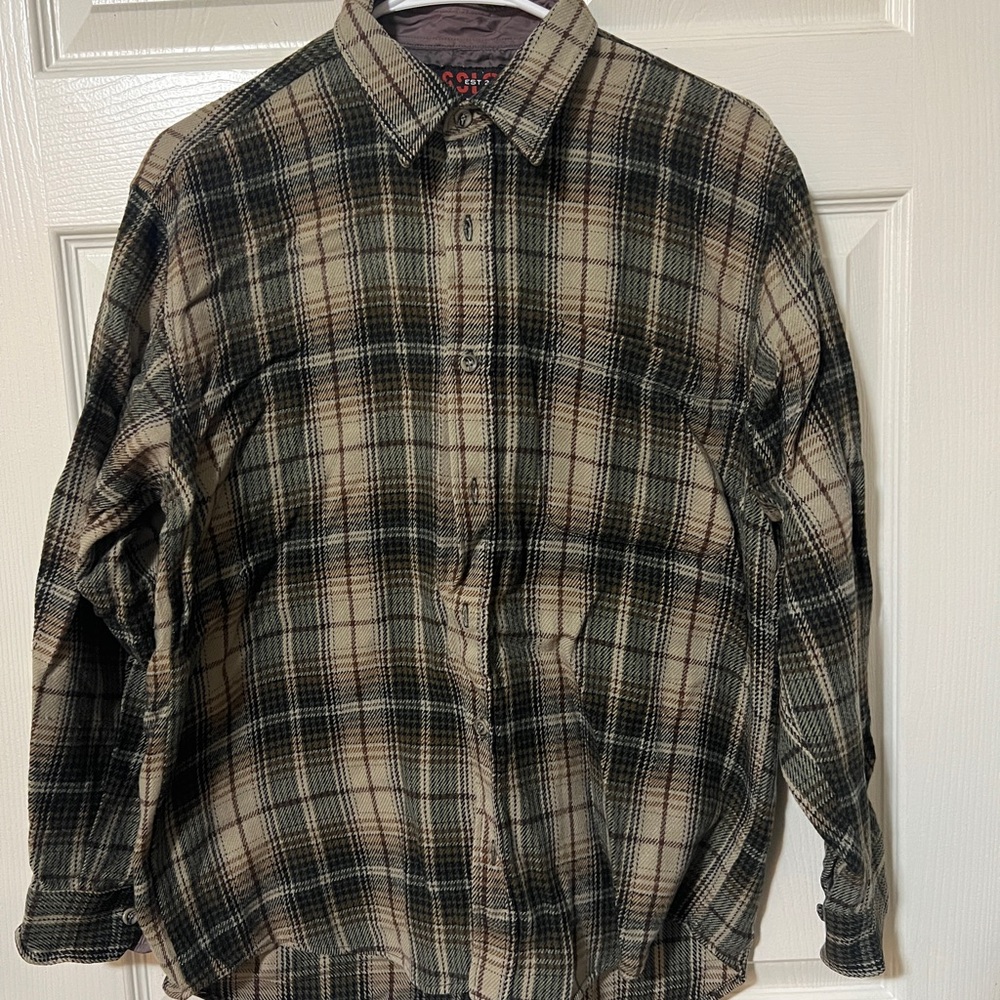 Classic Checkered Shirt in Green and Tan
